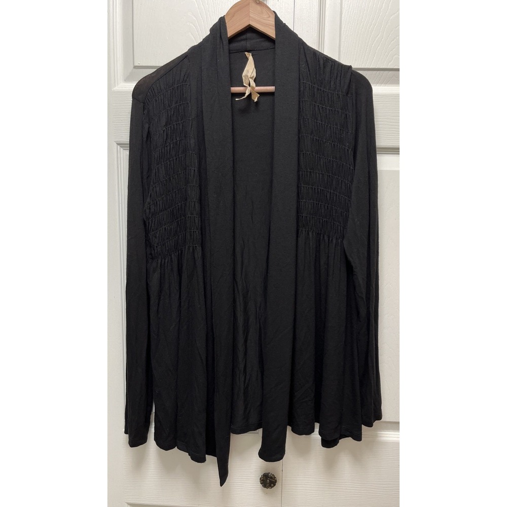 Bailey 44 Black Open Front Cardigan Top Rayon Womens Size Large